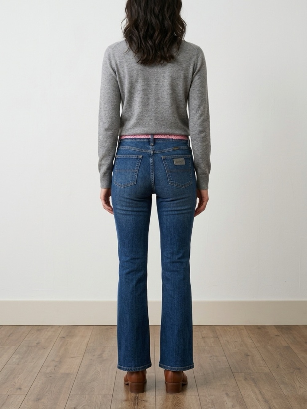 Y2K Vintage Stylish Blue Flare Women's Jeans with pink detail | 100% Cotton